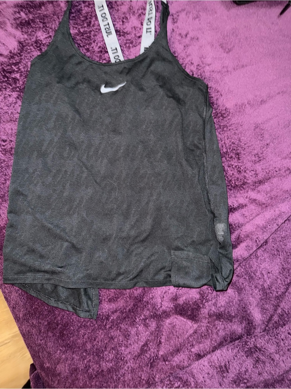 Nike Black Tank Top with White Swoosh and Branded Straps